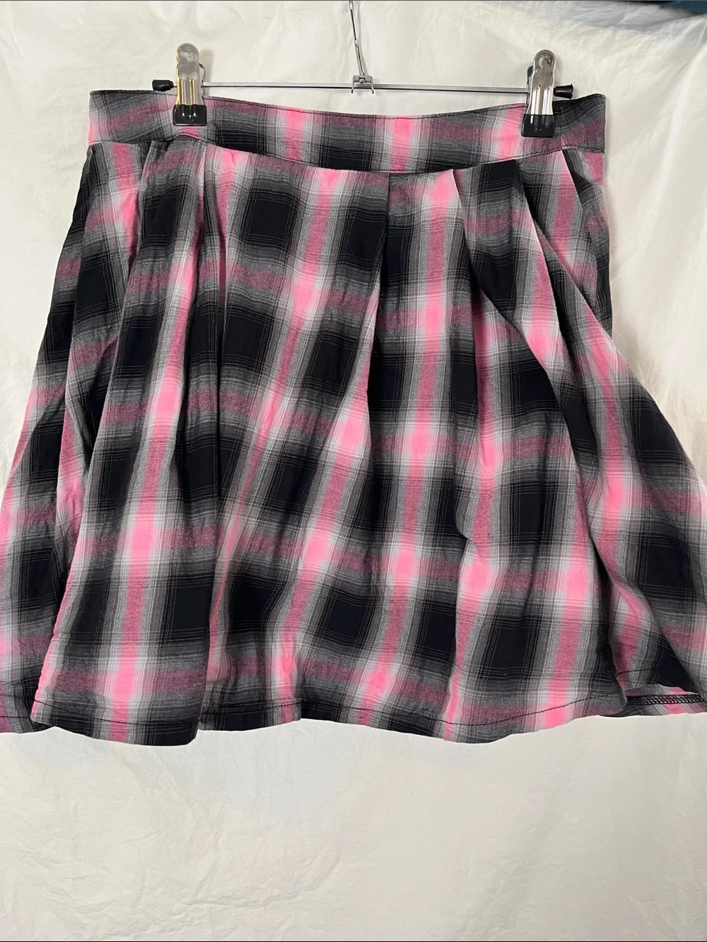 Disturbia Pink and Black Plaid Layered Cotton Mini Skirt Size 8 (UK 12)